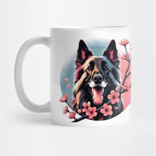 Dutch Shepherd Welcomes Spring with Cherry Blossoms Mug